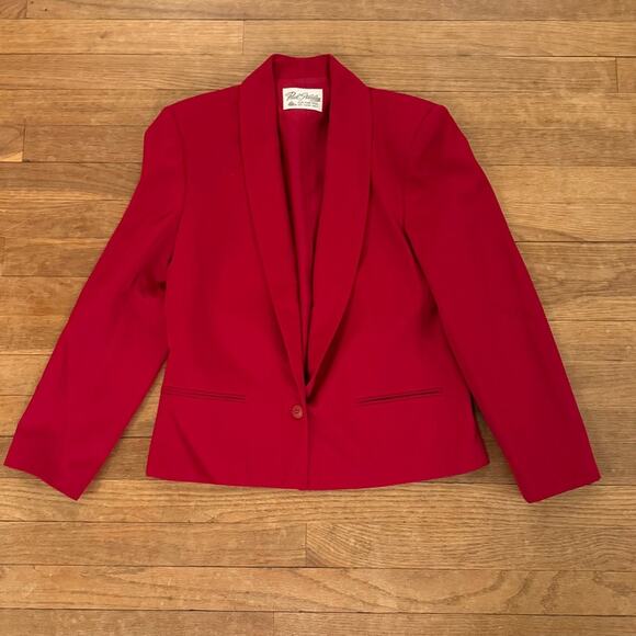 Paul Stanley women's vintage red 100% wool blazer size 4 b23 - Picture 1 of 6